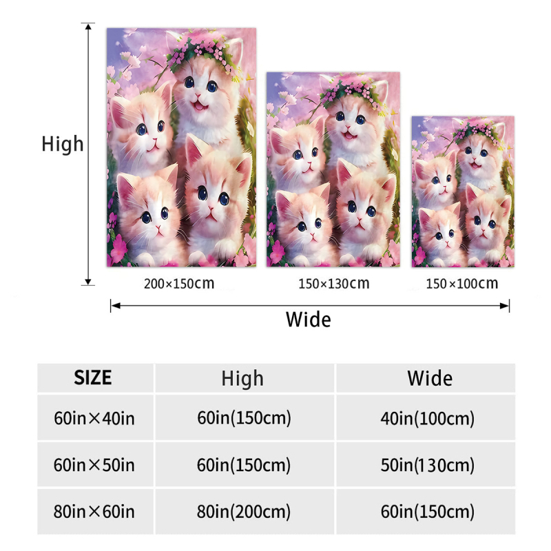 Flanellist tekk armas värviline kassitekk digitaaltrükiga soe tekk