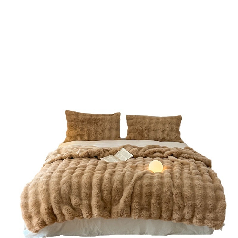 Lengva, prabangi triušio aksominė antklodė, viengulė antklodės užvalkalas, biuro pietų pertraukos antklodė, vaikiška antklodė, paprasta šilta pieno vilnos antklodė