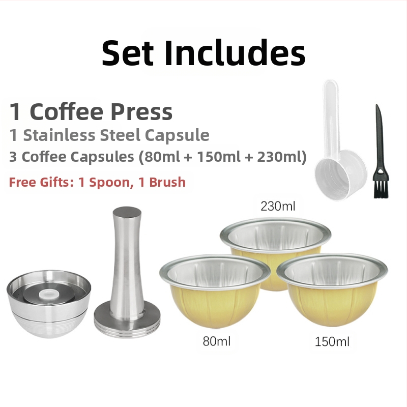 Suderinama su „Nespresso Vertuo“ nerūdijančio plieno kavos kapsule. „Pasidaryk pats“ perdirbamas kavos kapsulės korpusas.