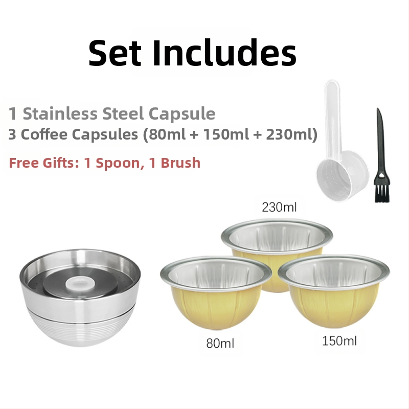 Suderinama su „Nespresso Vertuo“ nerūdijančio plieno kavos kapsule. „Pasidaryk pats“ perdirbamas kavos kapsulės korpusas.