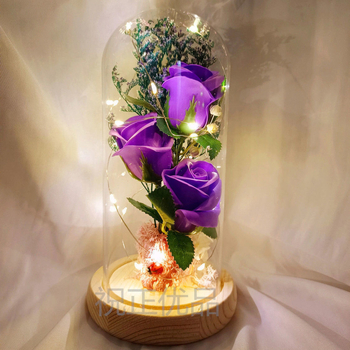 Γυάλινο κάλυμμα με φως, κουτί δώρου από γυψοφίλη σε σχήμα τριαντάφυλλου, δώρο για την κοπέλα σας για την ημέρα του Αγίου Βαλεντίνου, δώρο αποφοίτησης για τον καλύτερο φίλο και συμμαθητή σας Hongzhi