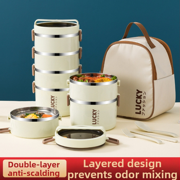 Nerūdijančio plieno pietų dėžutė su termoizoliacija, pietų dėžutė su dangteliu biuro darbuotojams, termoizoliacinis kibiras studentams, stilinga, spalvinga pietų dėžutė su ryžiais