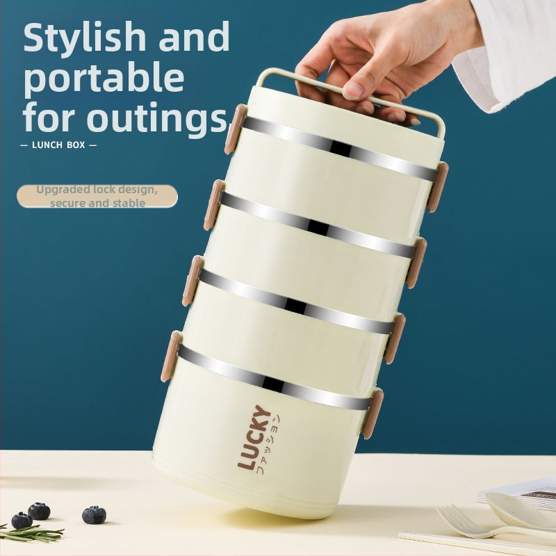 Кутия за обяд от неръждаема стомана, термоизолационна кутия за обяд с капак за офис работници, термоизолационна кофа за студенти, стилна кутия за обяд с висок цвят и ориз