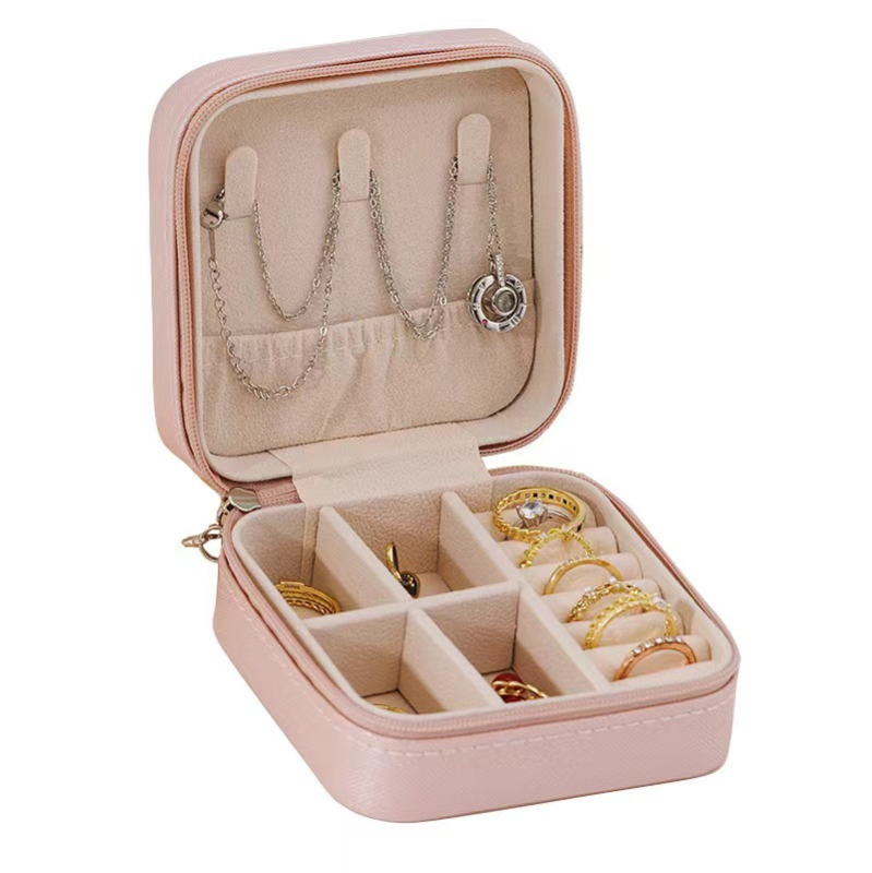 Vienkārša rāvējslēdzēja rotaslietu uzglabāšanas kaste ar pārnēsājamu kaklarotu, gredzenu, auskaru kastīti, unisex antioksidācijas rotaslietu kastīti