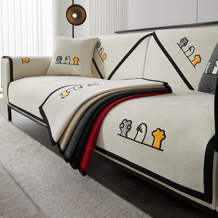 Възглавница за диван Four Seasons Универсална бебешка кадифена шенилна 2024 Нова изцяло покрита платнена кърпа Универсален калъф Неплъзгаща се възглавница