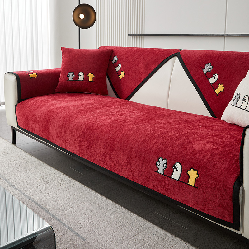 Възглавница за диван Four Seasons Универсална бебешка кадифена шенилна 2024 Нова изцяло покрита платнена кърпа Универсален калъф Неплъзгаща се възглавница