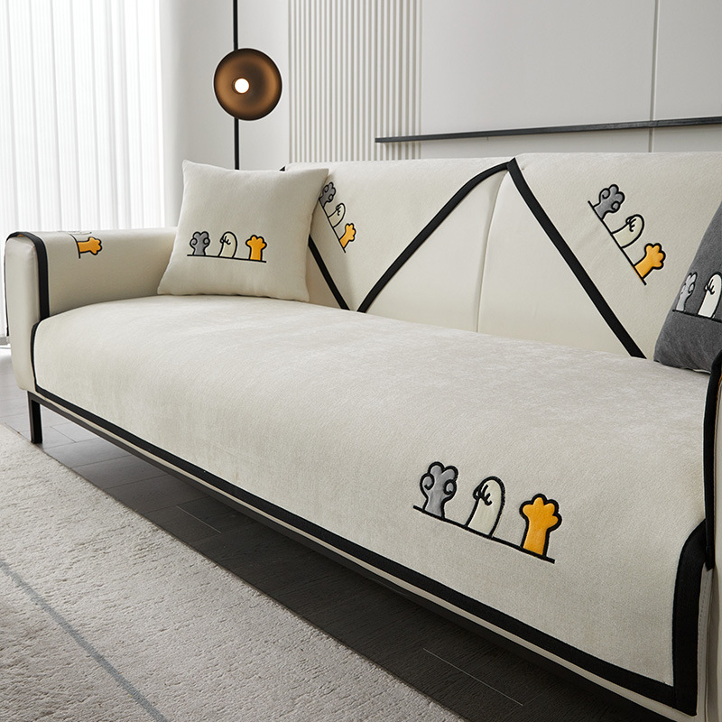 Възглавница за диван Four Seasons Универсална бебешка кадифена шенилна 2024 Нова изцяло покрита платнена кърпа Универсален калъф Неплъзгаща се възглавница