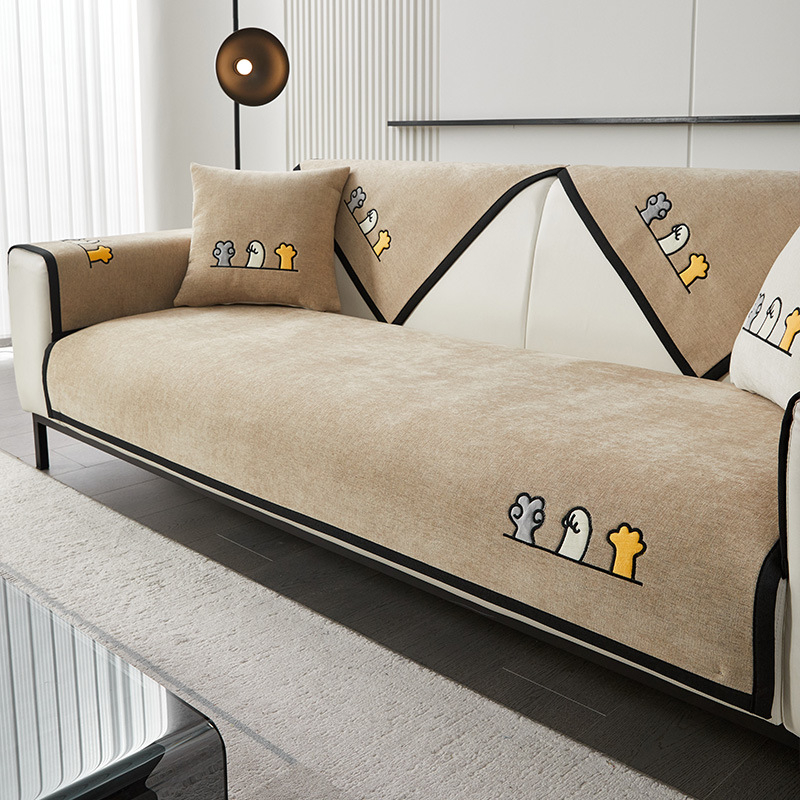 Възглавница за диван Four Seasons Универсална бебешка кадифена шенилна 2024 Нова изцяло покрита платнена кърпа Универсален калъф Неплъзгаща се възглавница