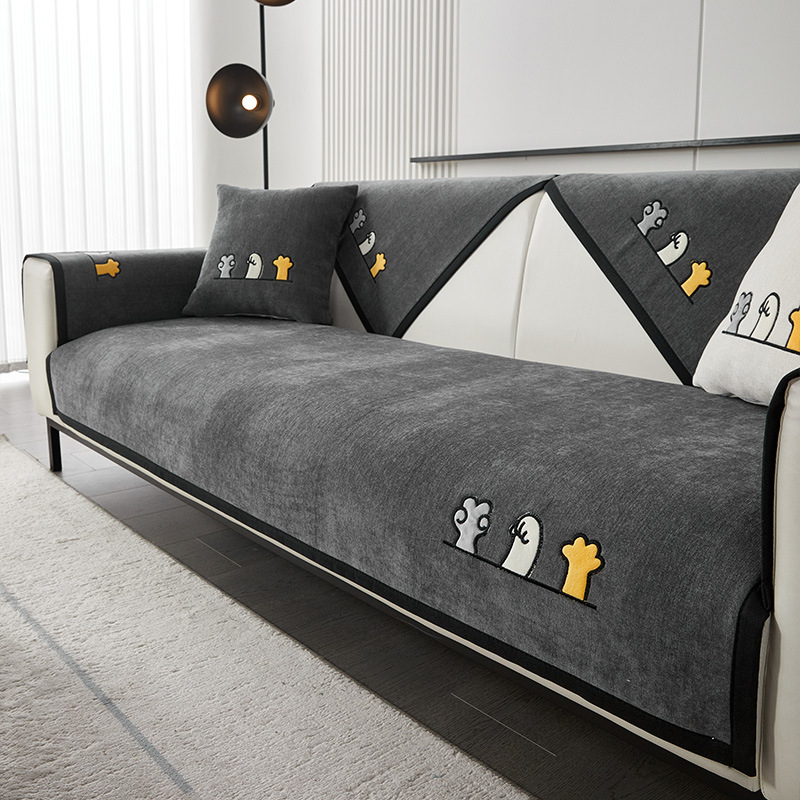 Възглавница за диван Four Seasons Универсална бебешка кадифена шенилна 2024 Нова изцяло покрита платнена кърпа Универсален калъф Неплъзгаща се възглавница