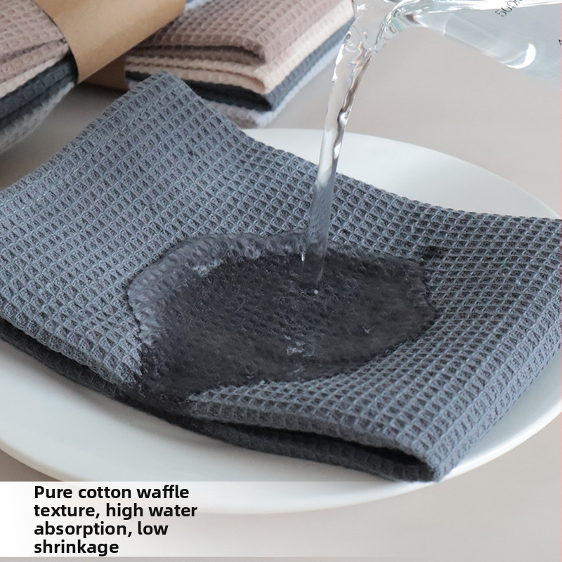 Чиста памучна обикновена кърпа за съдове с вафли, кухненска кърпа с ананас, може да бъде етикетирана през граница