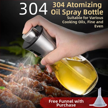 304 nerūdijančio plieno stiklinis aliejaus purškimo butelis kepsninės kepimo aliejaus kontrolės puodas virtuvėje pneumatinis purškimo butelis aliejaus purškimo puodas