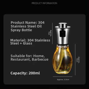 304 nerūdijančio plieno stiklinis aliejaus purškimo butelis kepsninės kepimo aliejaus kontrolės puodas virtuvėje pneumatinis purškimo butelis aliejaus purškimo puodas