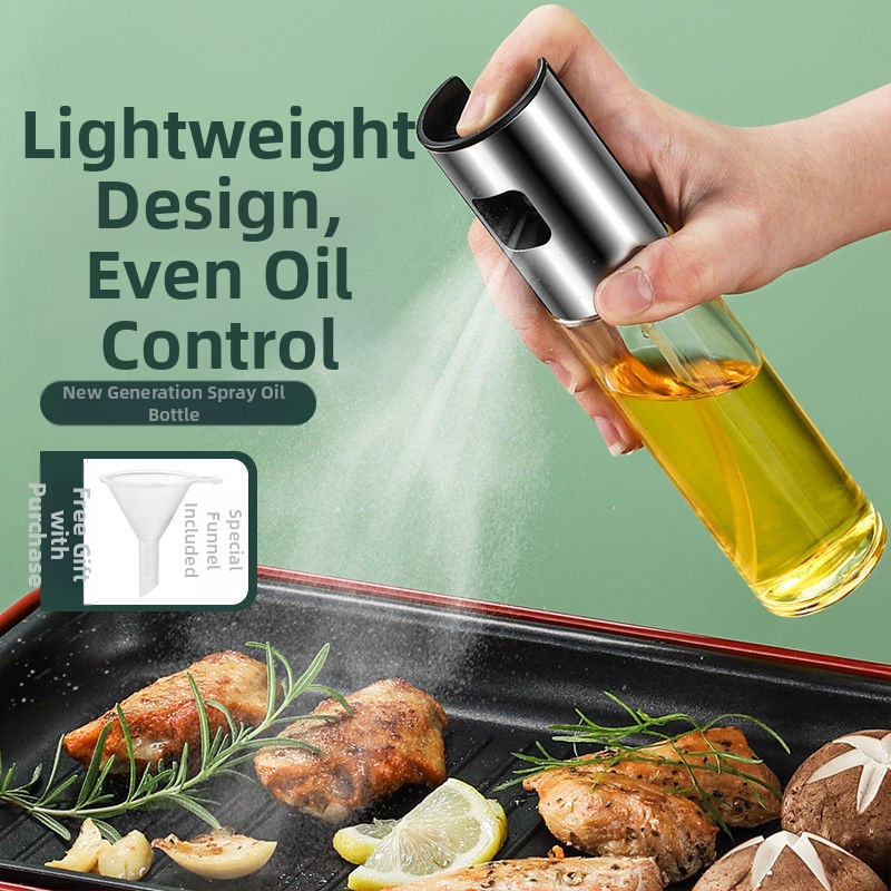 304 неръждаема стомана стъклена бутилка за пръскане с масло, барбекю, контрол на олиото за готвене, кухненска пневматична бутилка за пръскане с масло