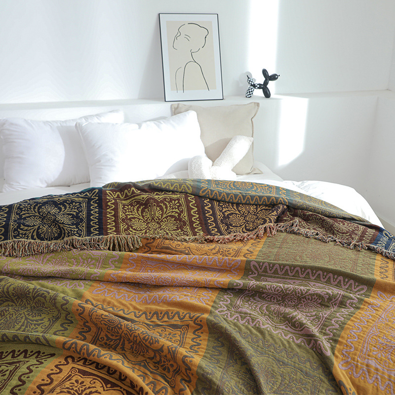 Grynos medvilnės kutais marginta marlės antklodė, prieinama prabangaus stiliaus suaugusiųjų rankšluosčių antklodė, vasarinė rankšluosčių antklodė, grynos medvilnės sofos antklodė, oro kondicionieriaus antklodė