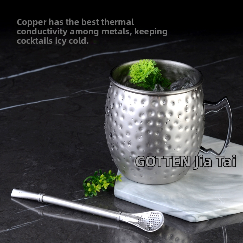 Трансгранична доставка на чаша „Московско муле“ Чаша „Московско муле“ с медно покритие и точкова чаша с гола форма за коктейл