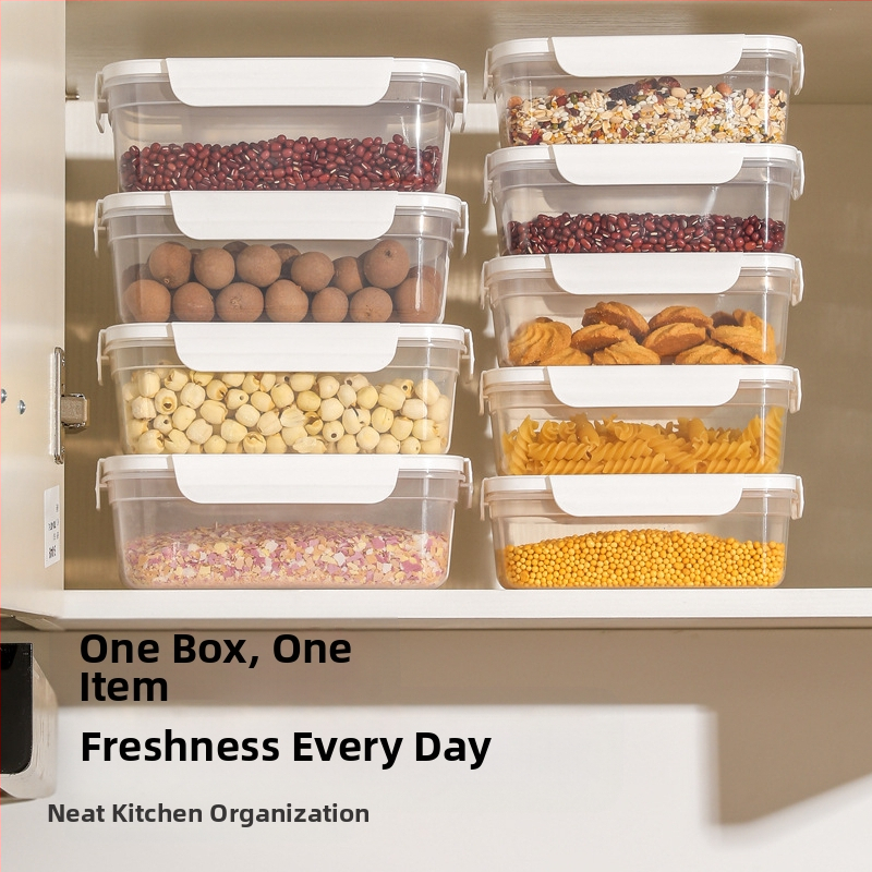 FCM сертифициран запечатан буркан за съхранение на хранителни продукти, пластмасов буркан за съхранение на зърнени храни, кухненски закуски, лед