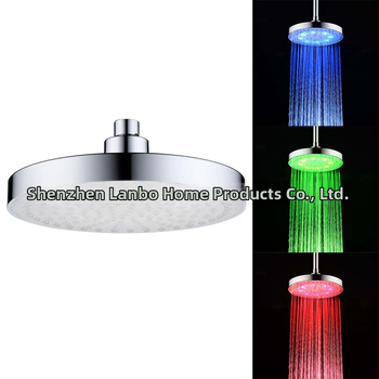 Κεφαλή ντους τριών χρωμάτων/με αισθητήρα θερμοκρασίας, στρογγυλή κεφαλή ντους LED 8 ιντσών με δυνατότητα αλλαγής χρώματος και διασυνοριακή λειτουργία, με ψεκαστήρα ABS, 8030-C2