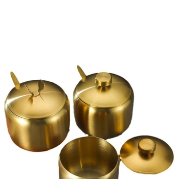 Korėjietiško stiliaus nerūdijančio plieno prieskonių buteliukas, virtuvės čili, sojų padažo indelis, druskos indelis su šaukštu, prieskonių dėžutė, kūrybingas auksinis indelis