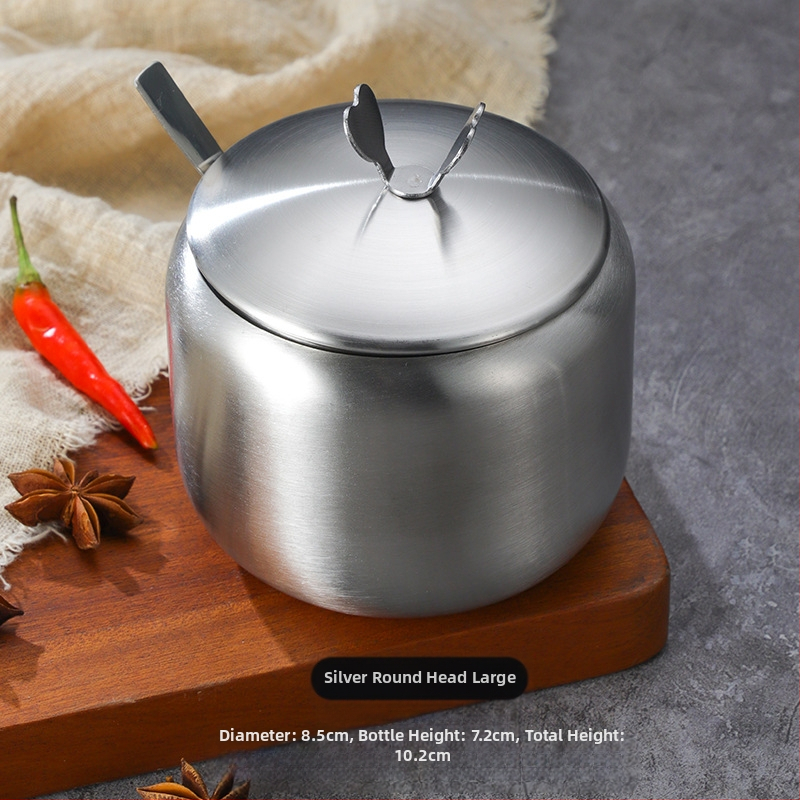 Korėjietiško stiliaus nerūdijančio plieno prieskonių buteliukas, virtuvės čili, sojų padažo indelis, druskos indelis su šaukštu, prieskonių dėžutė, kūrybingas auksinis indelis