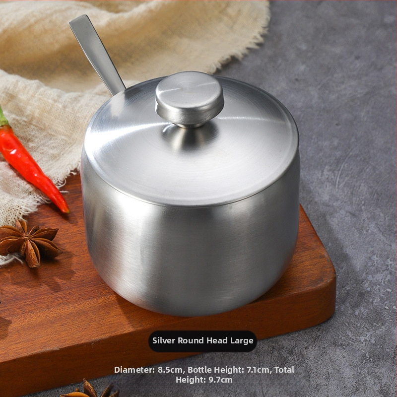 Korėjietiško stiliaus nerūdijančio plieno prieskonių buteliukas, virtuvės čili, sojų padažo indelis, druskos indelis su šaukštu, prieskonių dėžutė, kūrybingas auksinis indelis