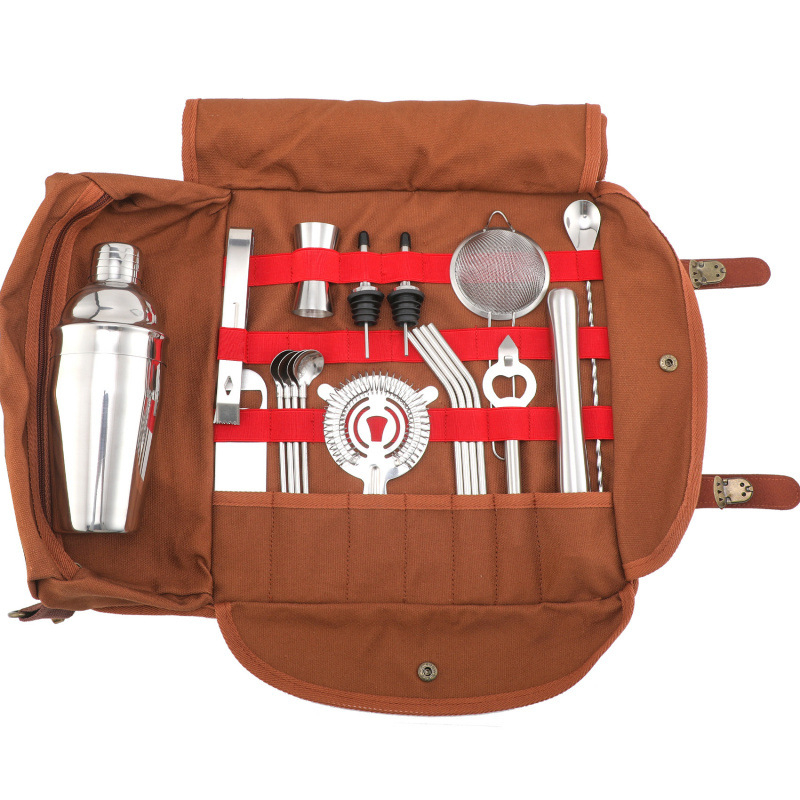 Tarpvalstybinis tiesioginis tiekimas nerūdijančio plieno kūginis sirenos 20 kostiumas baro įrankiai barmeno krepšys lauko krepšys vyno krepšys