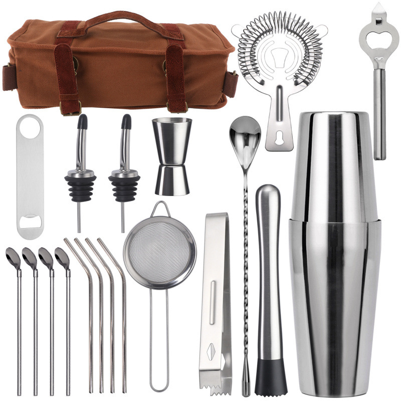 Tarpvalstybinis tiesioginis tiekimas nerūdijančio plieno kūginis sirenos 20 kostiumas baro įrankiai barmeno krepšys lauko krepšys vyno krepšys