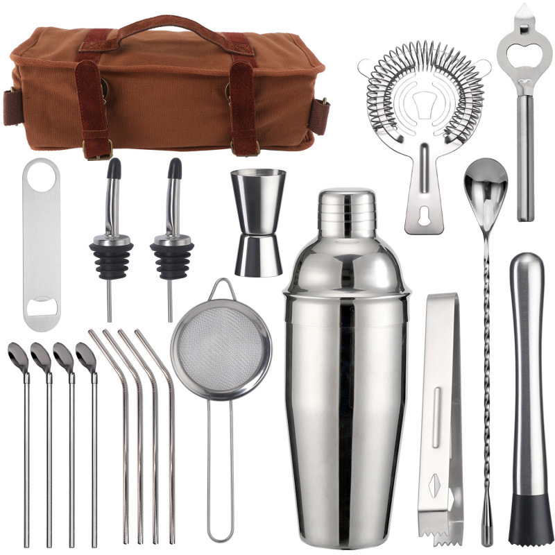 Tarpvalstybinis tiesioginis tiekimas nerūdijančio plieno kūginis sirenos 20 kostiumas baro įrankiai barmeno krepšys lauko krepšys vyno krepšys