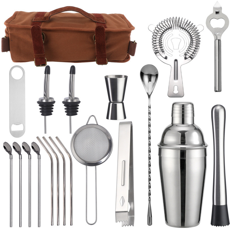 Tarpvalstybinis tiesioginis tiekimas nerūdijančio plieno kūginis sirenos 20 kostiumas baro įrankiai barmeno krepšys lauko krepšys vyno krepšys