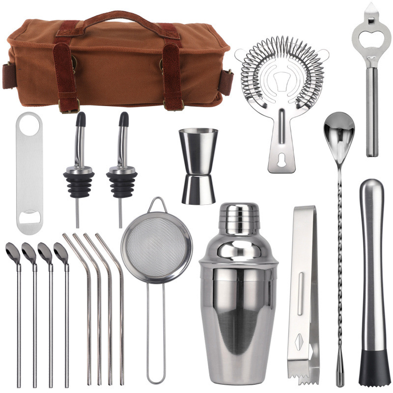 Tarpvalstybinis tiesioginis tiekimas nerūdijančio plieno kūginis sirenos 20 kostiumas baro įrankiai barmeno krepšys lauko krepšys vyno krepšys