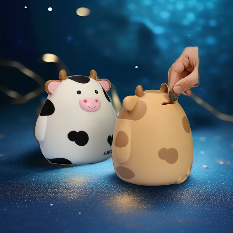 Gudrs un glīts multfilmas teļa bērnu cūciņas bankas radošie galda rotājumi zodiaka reklāmas dāvanu vinila cūciņas banka