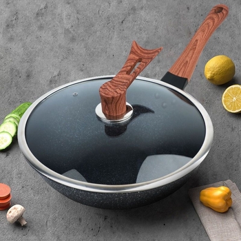 Meditsiinilise kivi mittenakkuva praepanni otse tehasest koduseks kasutamiseks, väiksema õliauruga, lame praepann, raudpann