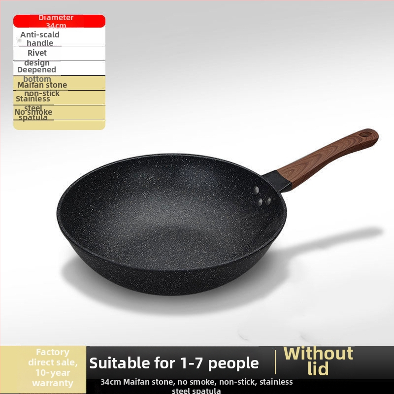 Meditsiinilise kivi mittenakkuva praepanni otse tehasest koduseks kasutamiseks, väiksema õliauruga, lame praepann, raudpann