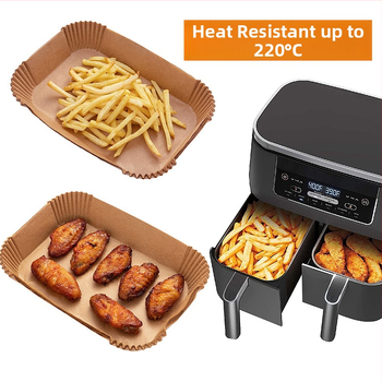 Ristkülikukujuline topeltpott õhufritüür, ristkülikukujuline õhufritüür, paberist kauss, Ninja topeltpott, pärgamentpaber, silikoonõliga küpsetuspaber