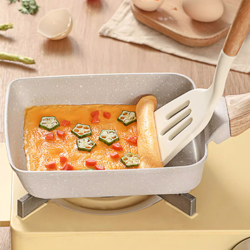 Tiršto kiaušinio kepimo medicininio akmens kvadratinė mini kepsnio keptuvė pusryčiams, japoniška „Tamagoyaki“ keptuvė su nepridegančia keptuve