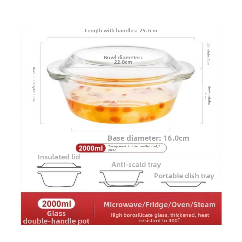 Klaaskauss kaanega, spetsiaalne mikrolaineahju kuumutamiseks mõeldud taldrik, kõrge temperatuurikindel majapidamiskauss, suur supikauss, munasupp, aurutatud munakauss