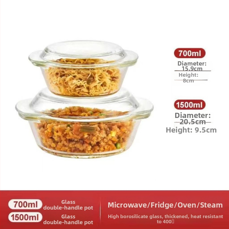 Klaaskauss kaanega, spetsiaalne mikrolaineahju kuumutamiseks mõeldud taldrik, kõrge temperatuurikindel majapidamiskauss, suur supikauss, munasupp, aurutatud munakauss