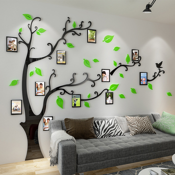 Pasirinktinis žalias medis akrilinis nuotraukų rėmelis, sienos lipdukas, nuotraukų sienų dekoravimas, 3D stereoskopinis foninis sienos vienetinis paveikslas, didmeninis platinimas