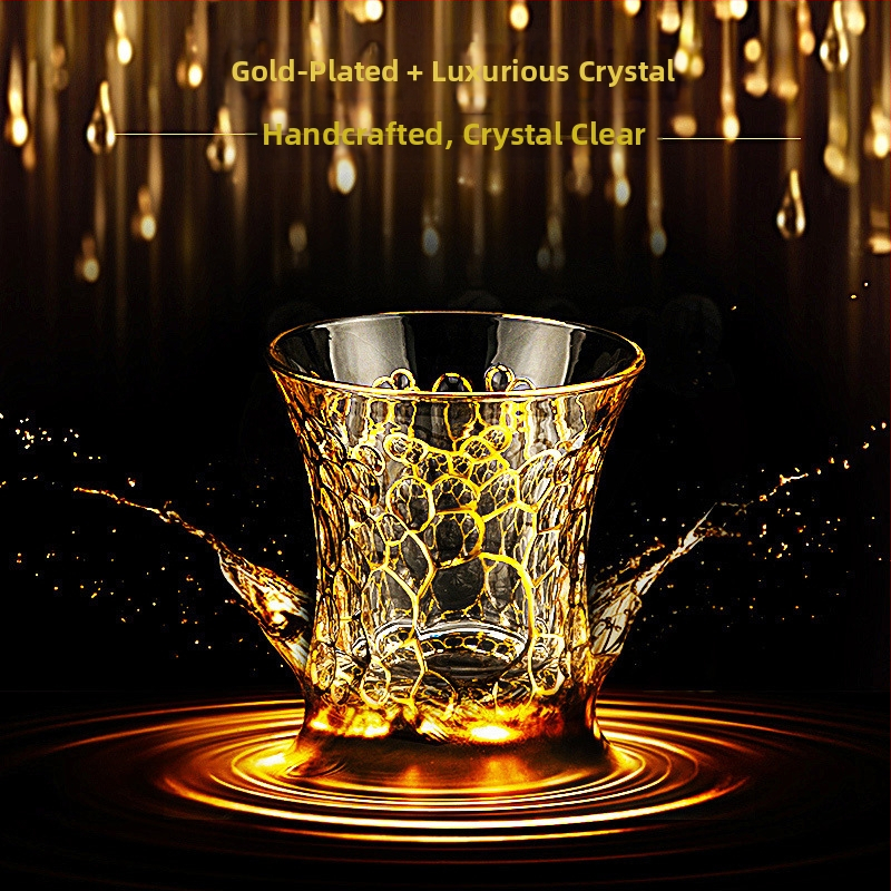 Луксозна златна боядисана чаша за уиски в европейски стил, домакинска чаша за вино, ръчно изработена кристална чаша за вино, чаша за бира