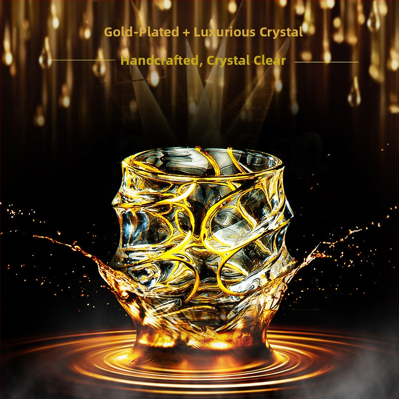 Луксозна златна боядисана чаша за уиски в европейски стил, домакинска чаша за вино, ръчно изработена кристална чаша за вино, чаша за бира