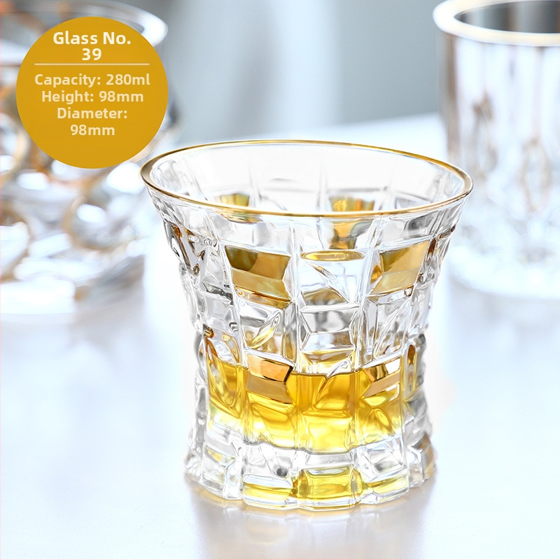 Luksuzna zlatno oslikana čaša za viski u europskom stilu, kućna čaša za vino, ručno izrađena kristalna čaša, čaša za vino, čaša za pivo