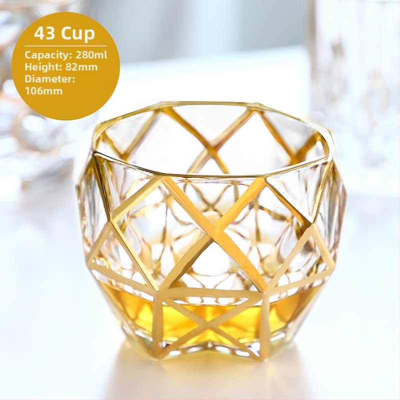 Luksuzna zlatno oslikana čaša za viski u europskom stilu, kućna čaša za vino, ručno izrađena kristalna čaša, čaša za vino, čaša za pivo