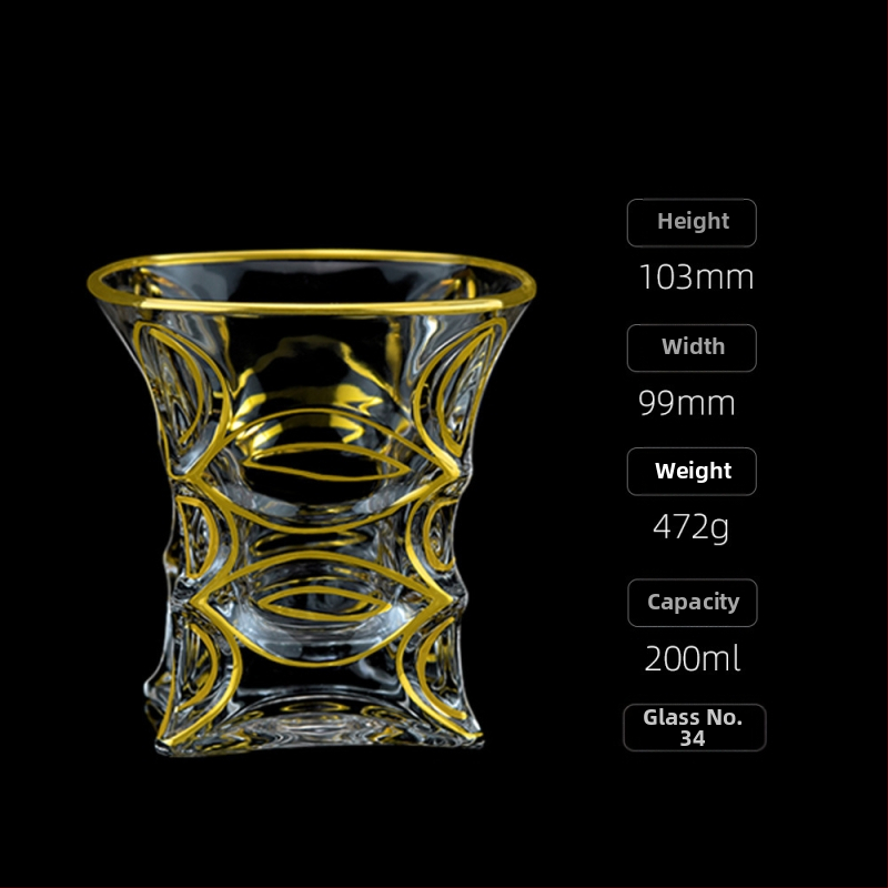 Luksuzna zlatno oslikana čaša za viski u europskom stilu, kućna čaša za vino, ručno izrađena kristalna čaša, čaša za vino, čaša za pivo