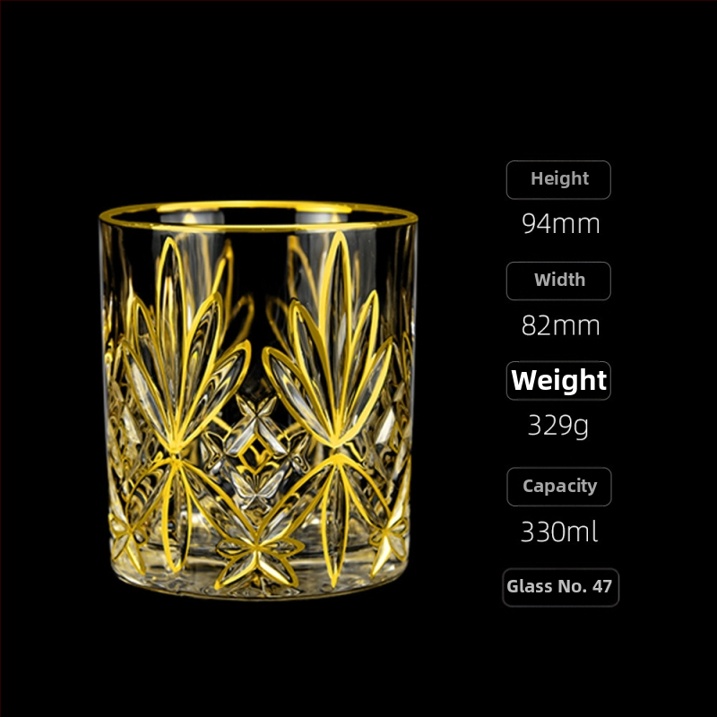 Luksuzna zlatno oslikana čaša za viski u europskom stilu, kućna čaša za vino, ručno izrađena kristalna čaša, čaša za vino, čaša za pivo