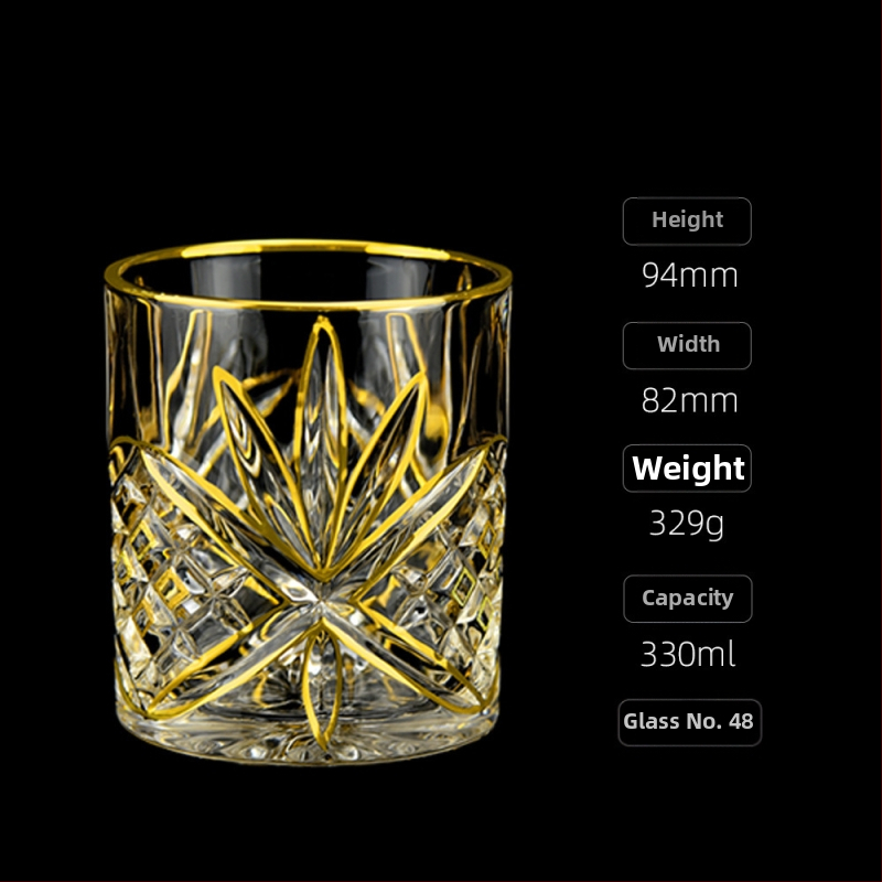 Luksuzna zlatno oslikana čaša za viski u europskom stilu, kućna čaša za vino, ručno izrađena kristalna čaša, čaša za vino, čaša za pivo