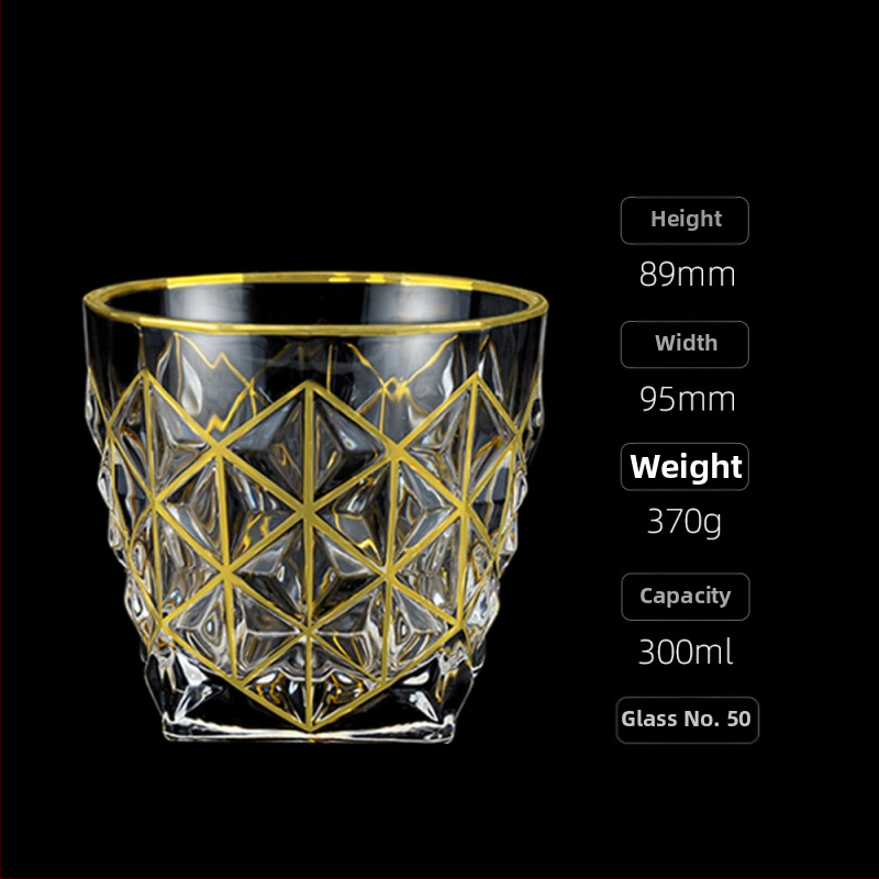 Luksuzna zlatno oslikana čaša za viski u europskom stilu, kućna čaša za vino, ručno izrađena kristalna čaša, čaša za vino, čaša za pivo