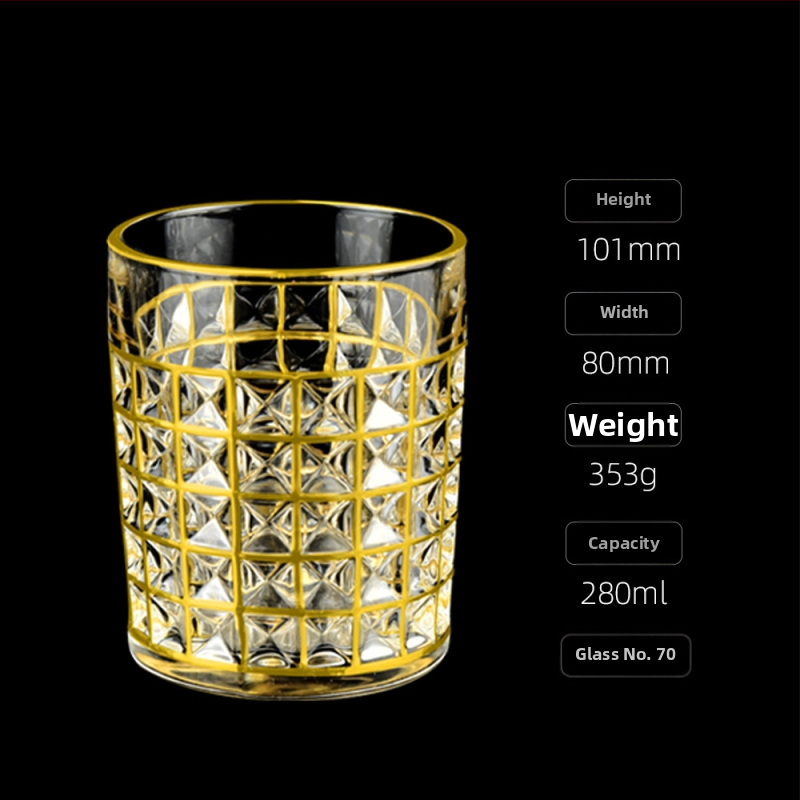 Luksuzna zlatno oslikana čaša za viski u europskom stilu, kućna čaša za vino, ručno izrađena kristalna čaša, čaša za vino, čaša za pivo