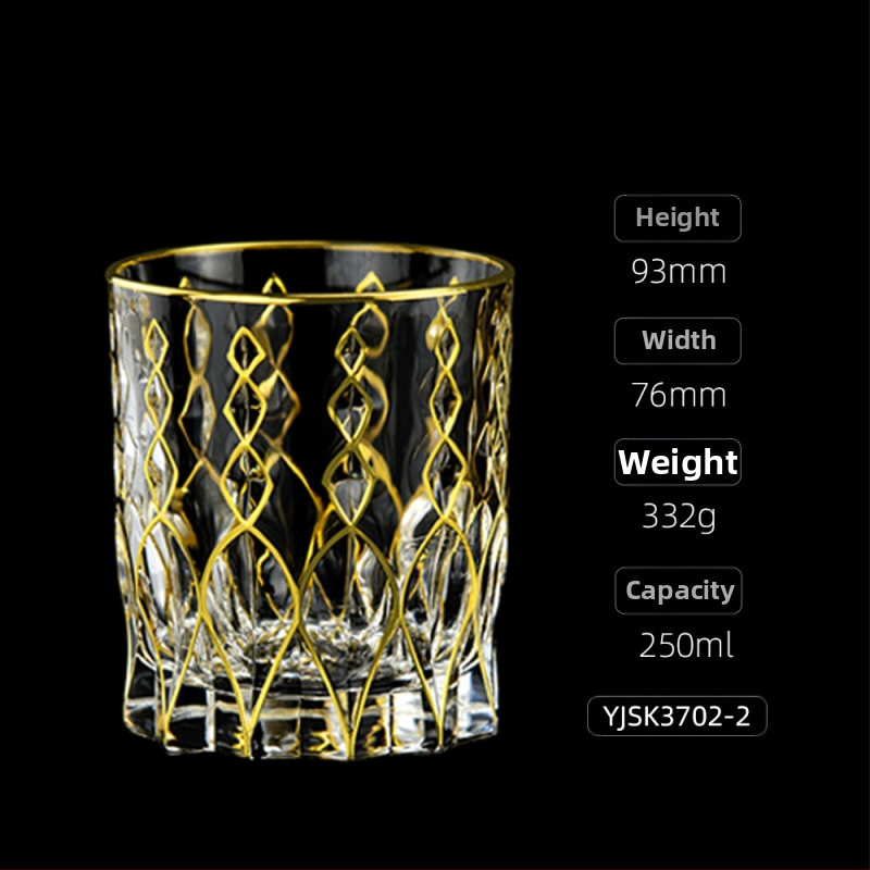 Luksuzna zlatno oslikana čaša za viski u europskom stilu, kućna čaša za vino, ručno izrađena kristalna čaša, čaša za vino, čaša za pivo