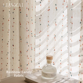Vaivorykštės saldainių permatoma nepermatoma marlės užuolaida mergaitėms ir berniukams miegamojo įlankos langui, vaikų kambariui, Shaoxing Keqiao lininis langų ekranas