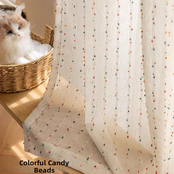 Vaivorykštės saldainių permatoma nepermatoma marlės užuolaida mergaitėms ir berniukams miegamojo įlankos langui, vaikų kambariui, Shaoxing Keqiao lininis langų ekranas