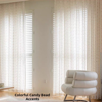 Vaivorykštės saldainių permatoma nepermatoma marlės užuolaida mergaitėms ir berniukams miegamojo įlankos langui, vaikų kambariui, Shaoxing Keqiao lininis langų ekranas